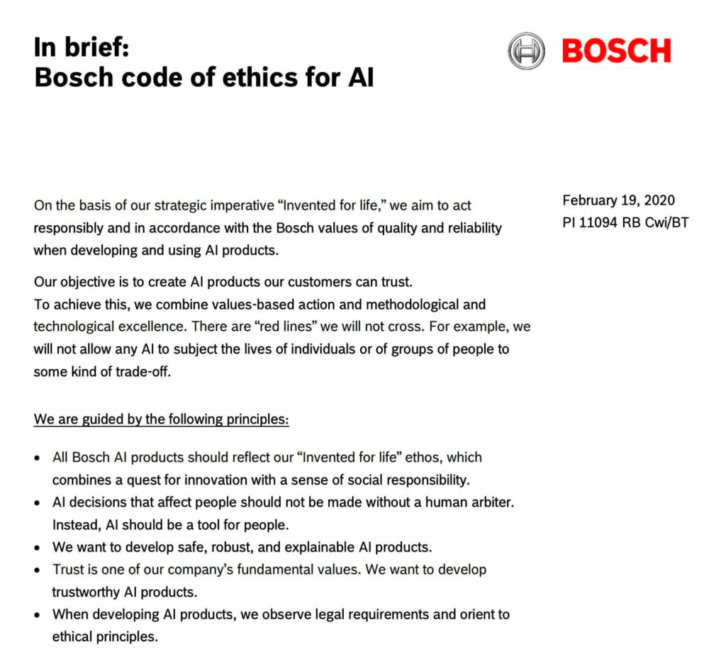 Источник: Кодекс этики Bosch для искусственного интеллекта